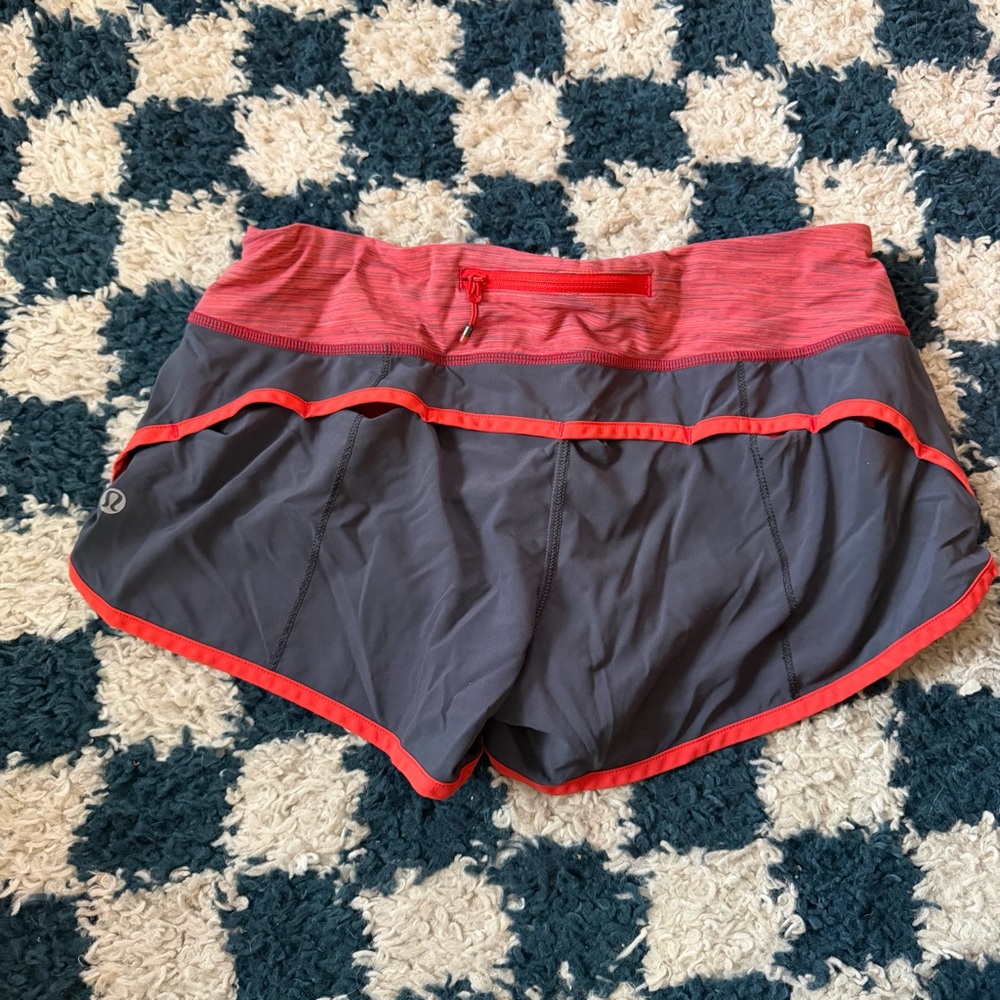 Lululemon Speed Shorts-Love Red/Coal, Size 6